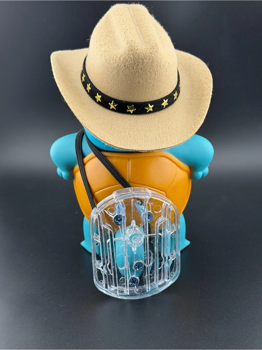 Pokemon Blue Turtle Figure with Orange Shell and Beige Hat